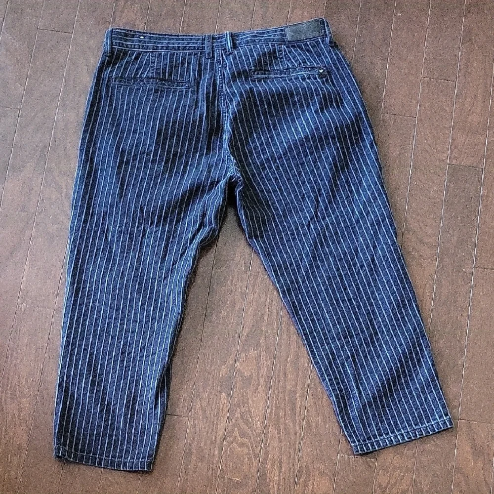 True Religion Devin Cropped Navy Striped Trouser